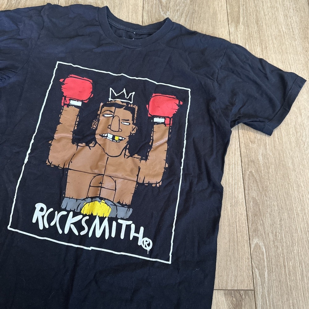 Rocksmith Men's Black Short Sleeve Tee‎ Boxer Explicit Content Medium Y2K Retro